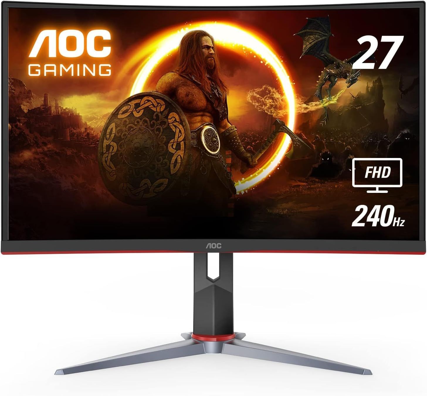 AOC C27G2Z: 27" Curved Ultra-Fast Gaming Monitor, FHD 240Hz, FreeSync, Height Adjustable